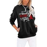 Fuyxxmer Womens Christmas Sweatshirt Christmas Trees It's The Most Wonderful Time of The Year Graphic Print Xmas Gift Blouse Tops