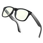 GY Snail Blue Light Blocking Glasses for Men, Safety Gaming Eyeglasses, Eye Strain Fatigue Relief and Better Sleep, Black Frame White Lens, L