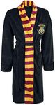 Official Men's Harry Potter Hogwarts Crest Adult Black Dressing Gown Bathrobe