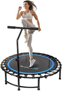 SereneLife 40" Mini Trampoline Fitness Adults & Kids, Exercise Fitness Rebounder Indoor and Outdoor Use, Padded Frame Cover and Adjustable Handlebar, Portable and Lightweight Cardio Trampoline