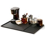 Large Silicone Mat Under Coffee Machines 40.5x61cm with Raised Edges Stackable 19x40cm, Multi-Functional Base Mat, Nonstick Heat Resistant Coffee Bar Mat for Countertop, Dish Drying Mat