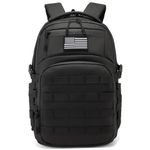 Wotony Military tactical backpack, backpack for men black tactical backpack small tactical backpack assault bag (polyurethane-black, 20 inch)