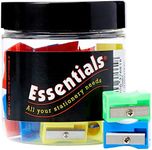 Whitecroft Essentials Stationery Tubs Plastic Pencil Sharpeners - Assorted Colours (Pack of 30)