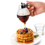 LAPINAHA Honey Dispenser Bottle No Drip with Stand, Leak-Proof Glass Acrylic Jar, Diamond-Shaped Container for Syrup & Olive Oil, Kitchen, Baking & Cooking