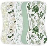 Yoofoss Baby Burp Cloths 100% Organic Cotton 5 Pack Burping Cloths for Babies Boys Girls Large 21''X10'' Extra Soft and Absorbent Leaf