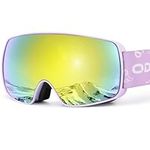 Odoland Kids Ski Goggles, Snowboard Goggles for Youth Skiing Age 8-16, Snow Goggles S2 Double Lens Anti-Fog UV400 Protection,Revo Golden VLT 25%
