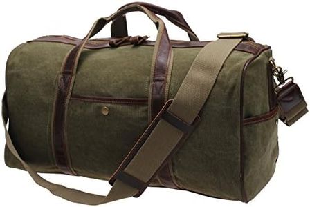 Mens Canvas Leather Weekender Bag Travel Carry on Duffel #i521 (army green, XL)
