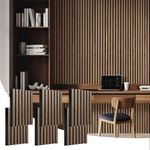 Wood Slat Wall Panel - 6 Pcs Soundproof Wood Panels for Wall and Ceiling 15.74“x11.22” Wood Wall Panels 3D Noise Sound Dampening Panels Wall Decoration - Walnut