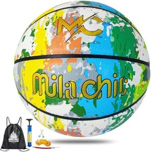 MILACHIC Basketball - Colorful Rainbow Basketball and Indoor Outdoor Street Basketball in Composite Leather for Men, Women, College, Youth, Boy, Girl - Standard Official Size 7 (29.5”) with Pump