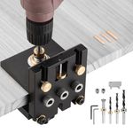 Ampvolts 3 in 1 Pocket Hole Jig kit,Adjustable Doweling Jig Pocket Hole Jig Kit with 6/8/10/15mm Drill bits Woodworking Tools for Drilling Guide Locator Punching