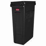 Rubbermaid Commercial Products Slim Jim Vented Container | Tall Plastic Waste Bin for Kitchen & Office Areas | 87 l, Black