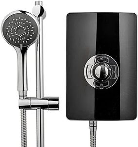 Triton Showers Collection 2, Shower Electric, 8.5 KW, Triton Aspirante, Black Gloss, Electrical Showers, with Showerhead and Anti Twist Hose, Bathroom Showering Unit