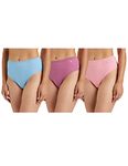 Van Heusen Women Hipster Panty - 100% Super Combed Cotton - Pack Of 3 - Anti Bacterial, No Marks Waistband, Moisture Wicking, Full Coverage, Multicolor, Large