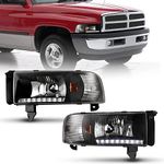 Nixon Offroad Headlights for Dodge Ram 1500 2500 3500 1994-2002 Head Lights Assembly LED Projector DRL Replacement Turn Signal Lights High Low Beam 1 Pair (Matte Black Housing/Clear Lens)