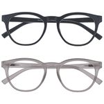 OPULIZE Blu Blue Light Blocking Glasses 2 Pack Cool Round Frame Spring Hinges Sleep Computer Gaming Grey Ice Mens Womens BB5-7C +0.00