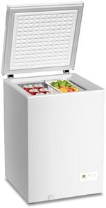 Electactic 3.5 Cu. Ft Chest Freezer, Ultra-Low Temperature (-40°F-12°F), Small Deep Freezer with Removable Basket Free Standing Top open Door Perfect for Home Dorm, Office,Bar, Kitchen (WHITE)