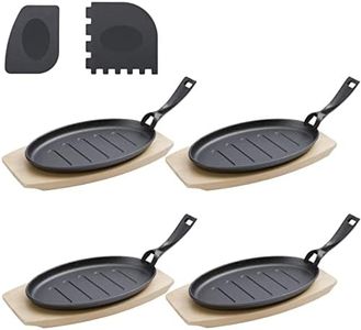 valuents 27 cm – mini padella di ghisa include sottopentola di legno 32 cm – set di 4 padelle in ghisa +Più: 2 raschiatori