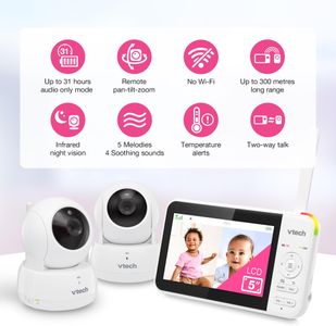 VTech Video Baby Monitor with 2 Cameras – Split Screen Display