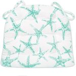 Barnett Home Decor Sea Shore Starfish Aqua Dining Chair Pad with Ties - Size Small - Indoor - Outdoor Fade Resistant Water Repellant - Latex Foam Patio Cushion - Made in USA (Turquoise Beach)