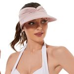 PALAY Cotton Sun Hat For Women Fashion Sun Cap Wide Brim Sun Visor Hat Beach Hat 50+ Uv Protection Summer Sport Cap For Travel, Golf, Hiking, Pink, One Size