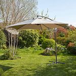 Home Source Garden Banana Parasol 3 Metre Patio Shade Heavy Duty Metal Base with Crank Grey