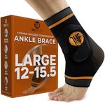 Best Copper Infused Compression Ankle Brace, Silicone Ankle Support w/ Anti-Microbial Copper. Plantar Fasciitis, Foot, & Achilles Tendon Pain Relief. Prevent and Support Ankle Injuries & Soreness - L