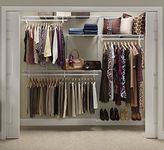 ClosetMaid ShelfTrack Wire Closet Organizer System, Adjustable from 5 to 8 Ft., With Shelves, Clothes Rods, Shoe Shelf, Hardware, Durable Steel, White