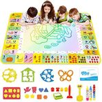 Joyfia Doodle Mat, 47" X 35" Large Water Drawing Mat for Kids, Mess Free Coloring Painting Mat with Pens, Stamps, Molds, Educational Birthday Gifts Toys for Girls Boys Toddlers Age 2-8 Year Old