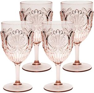 KOMOREBI Shatterproof Acrylic Wine Glasses - Unbreakable Plastic Goblets, BPA-Free & Drop-Proof Glassware - Elegant Drinkware for Indoor & Outdoor Use - 14oz, Set of 4 (Pale Pink)