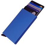 Dlife Credit Card Holder RFID Blocking Aluminum Business Card Holder Automatic Pop-up Card Case (Blue)