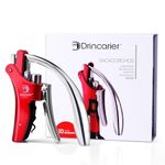 Drincarier Vertical Lever Corkscrew with Non-Stick Worm, Compact Rabbit Wine Opener Wine Bottle Opener with built-in Foil Cutter (Red)