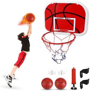Gowkeey Canasta Baloncesto Infantil Set, Canasta Baloncesto Interior Exterior con Bomba, Bola y Herramientas de Instalación, Mini Canasta Baloncesto Habitacion para Puertas, Paredes, Oficinas