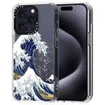 MOSNOVO for iPhone 15 Pro Case - Clear Slim Shockproof TPU+PC, [ 6.6 ft Drop Protection/Anti Peel Off ] - Great Wave