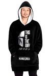 Disney The Mandalorian Mens Hoodies Fleece Oversized Blanket Hoodie Baby Yoda (Black/White)