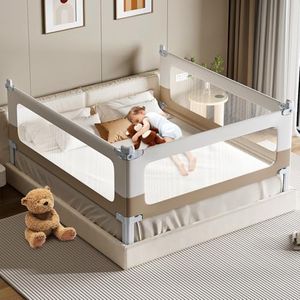 Baby Bed Rail Guard for Toddlers - 3 Sides, Double Child Lock, Safety Bed Rail for Toddlers, Infants - Height Adjustable Extra Tall Toddler Bed Rails for Queen Bed -3 Sides, 78.8x78.8x59Inch