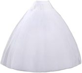 MeiLiMiYu Hoopless Petticoat Crinoline Underskirt Skirt 8 Layers Floor Length Ball Gown Petticoat Underskirt Slip for Wedding, White, One Size