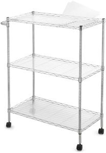 GarveeHome 3-Tier Rolling Multifunctional Cart with Wheels, Kitchen Island Cart with Handles, Adjustable Shelves, Metal Mesh Cart, Commercial Use Service Cart, Silver