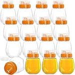 Yopay 16 Pack Honey Dispenser Oil Bottle, Clear Plastic Honey Jar with Non-Drip Spout and Lid, 12 OZ Leakproof Olive Oil and Vinegar Dispenser for Maple Syrup Soy Sauce Cruet