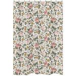 Sweet Jojo Designs Vintage Floral Boho Bathroom Fabric Bath Shower Curtain - Blush Pink, Yellow, Green and White Shabby Chic Rose Flower Farmhouse