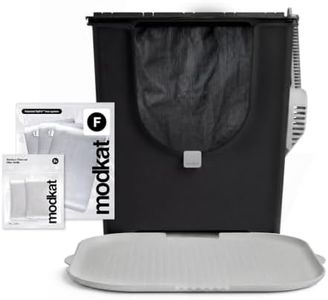 Modkat® Flip Starter Kit - Flip Litter Box (Black), Katch Litter Mat (Gray), 4X Reusable Litter Liner, Litter Scoop, 2X Charcoal Filters