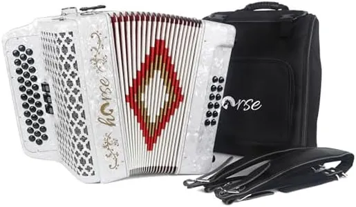 Horse 34 Key Accordion, GCF 12 Bass 3 Row, Made of Celluloid Louder & Clearer Timbre than Plastic,Accordions Instrument for Adults,W/Luxury Backpack,Straps,34 Buttons Acordeón Acordeones Para Adultos