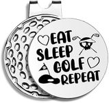 Pishovi Eat Sleep Golf Repeat Funny Golf Ball Markers, Magnetic Golf Ball Markers with Hat Clip, Divot Tools, Men Golf Accessories, Retirement Golf Gifts for Dad, Husband, Grandpa, Golf Lover (B)