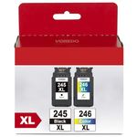 VOREDO 245XL 246XL for Canon Ink Cartridges 245 and 246 Black Color Combo Pack PG245 CL246 PG-243 CL-244 XL with Printer Pixma MX492 MX490 TS3420 MG3022 MG2522 TR4520 TR4522 TR4527 MG2922