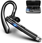 Bluetooth Headset, Wireless Headset with Microphone, Earpiece Suitable for Driving/Office/Business, Trucker Headset with Charging Case 80 Hours Talking Time, for iOS and Android Cell Phones