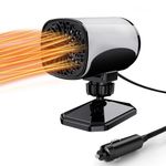 12V 150W Car Heater, Portable Heater for Car, 2 in 1 Fast Heating & Cooling Fan Defrost Defogger, 360° Rotatable Car Heater with Cigarette Lighter Plug