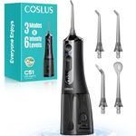 COSLUS Portable Water Flosser for Teeth: 3 Modes & 18 Pressure Settings with Jet Mode Water Dental Pick for Orthodontic, Braces, Sensitive Gums, Compact for Travel, 300ML for Multiple Users, Black C51
