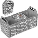 Trunk Organizer, Foldable Car Storage Bag Portable Insulation Cooler Bag Collapsible Vehicle Organizer Divider Storage Totes with 3 Compartment Cargo Tote for Groceries Caddy SUV, Gray