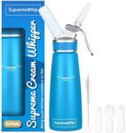 SupremeWhip PRO Cream Dispenser, Durable High-Grip, Metal Lid with Rubber, 3 Nozzles, for Hot/Cold Use, Cleaning Brush Included, Blue - 500 ml / 1 Pint