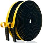 Bonilife Draft Excluder for Doors Weather Stripping 12mm(W) x 6mm(T) Gasket Seal Foam Tape，Anti-Collision Draught Excluder for Door Window Shockproof Furniture Protector, with 2 Pcs，Total 10M Long