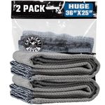 Chemical Guys Waffle Weave Grey Matter 70/30 Blend Microfiber Drying Towel with Silk Edging, 25" x 36", Pack of 2